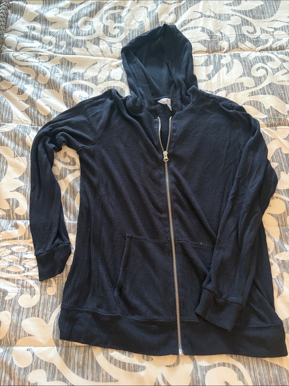 Market & Spruce Navy Full-Zip Hooded Sweater